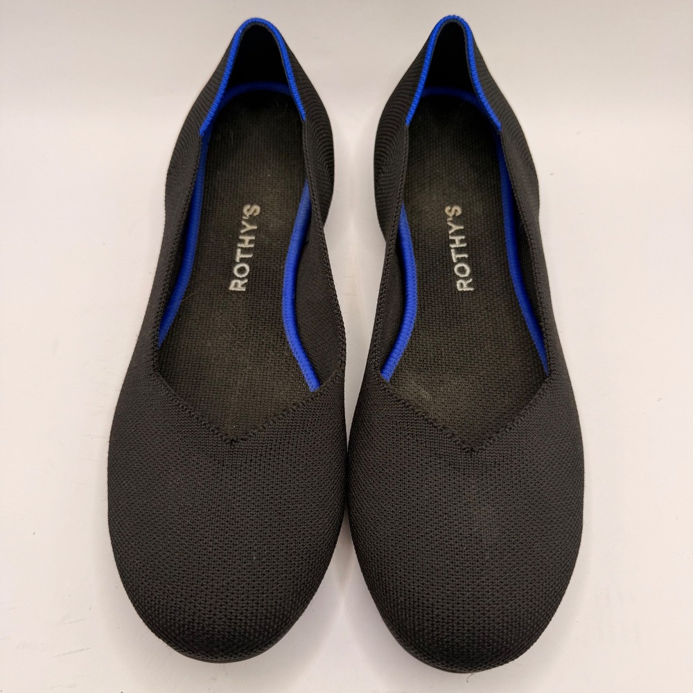 Rothy's The Flat Black Solid Round Toe Knit Ballet Flats Womens Size 10.5